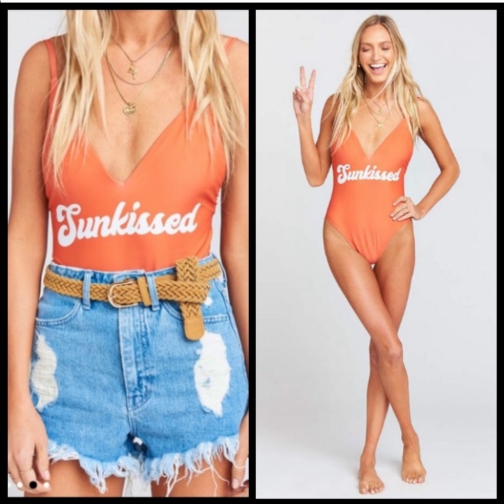 NEW SMYM MuMu Sunkissed One Piece Swimsuit Siesta Key Orange Plunge Size Small